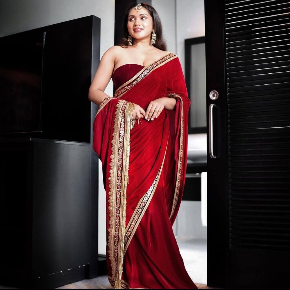 Velvet Party Wear Saree